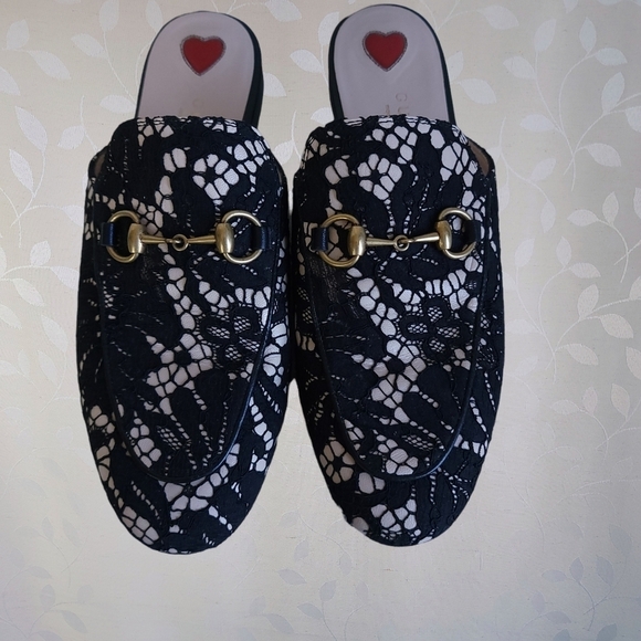 Gucci Princetown Loafer Mules Lace Overlay Horsebit Leather Black Nude 36 - Picture 3 of 15